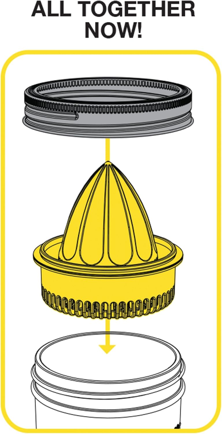 Jarware Citrus Juicer Lid For Wide Mouth Mason Jars, Stainless Steel Juicer