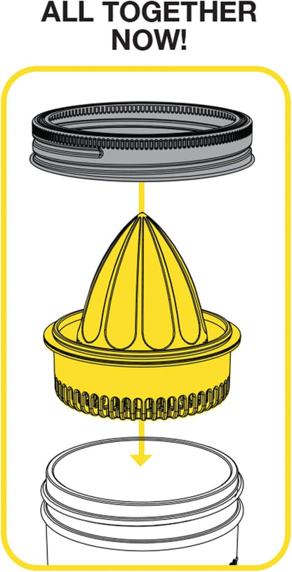 Jarware Citrus Juicer Lid For Wide Mouth Mason Jars, Stainless Steel Juicer