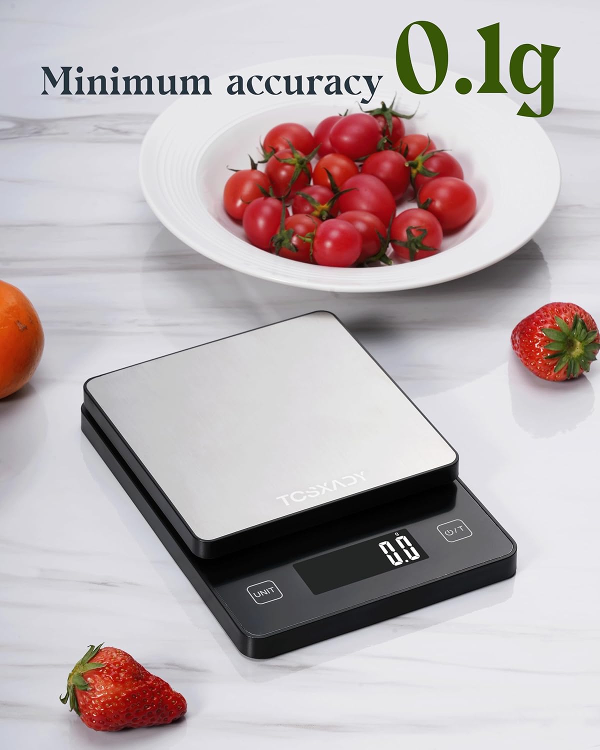 Food Scale, 11lb Digital Kitchen Scale with 6 Units LCD Display and Tare Function,Compact Design for Baking,Healthy Cooking,Meal Prep, 304 Stainless Steel