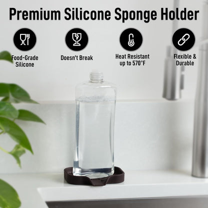 Zulay Kitchen (9x3.5in Sponge Holder for Kitchen Sink - Flexible Heavy-duty Multipurpose Sink Caddy - Counter Organizer for Kitchen, Bathroom, Makeup, Trinkets & More! (Grey)