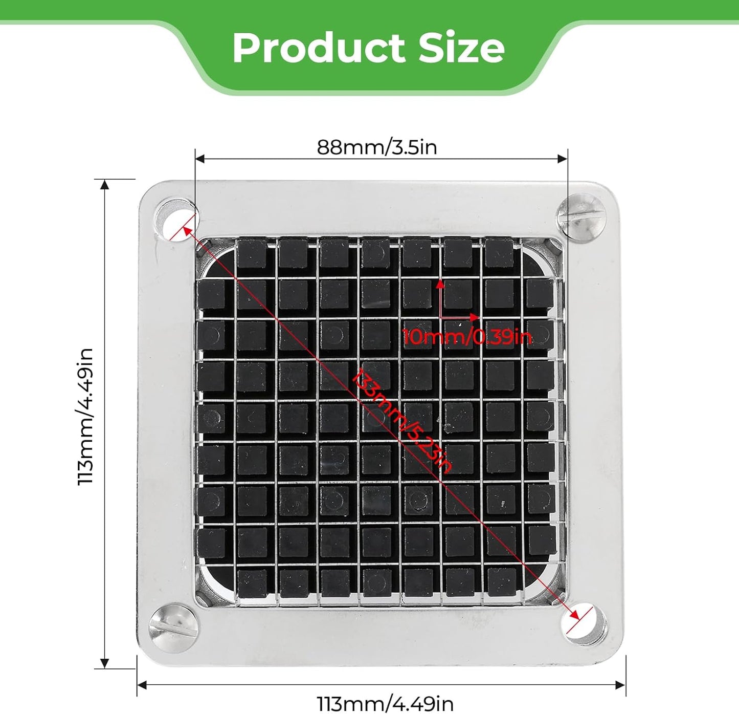 Replacement Chopper Blade Commercial Vegetable Chopper Dicer Stainless Steel Blade for Fruit Cutting Machine Tomato French Fries Cutter (3/8″ Blade)