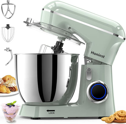Honinst Stand Mixer, 6.5QT 10-Speed Tilt-Head Electric Stand Mixer, 3-In-1 Kitchen Mixer with Bowl, Dough Hook, Whisk and Beater, Food Mixer for Baking, Cake and Most Home Cooks, Black