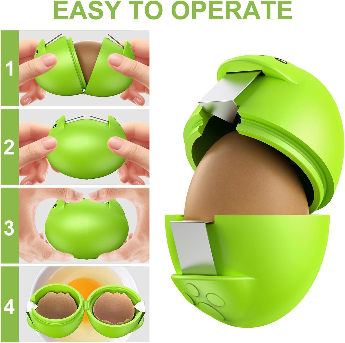 Egg Cracker, Silicone Egg Shell Opener, Cute Egg Shaped Design, Opens Eggs with Ease, A Little Happiness Boost for Your Kitchen. (Color: Red, 1-Pack)