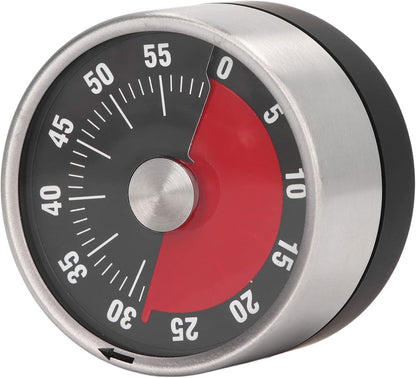 Minute Timer, Easy To Use High Accuracy Stainless Steel 70db Alert Magnet Design Magnetic Timer for Cooking(black)