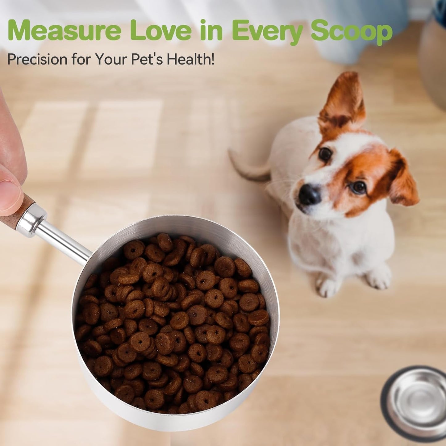 Food Scoop Measuring Cup - 1/4 Cup (4 Tablespoon | 2 Oz. | 60 mL),304 stainless steels,Black walnut long handle