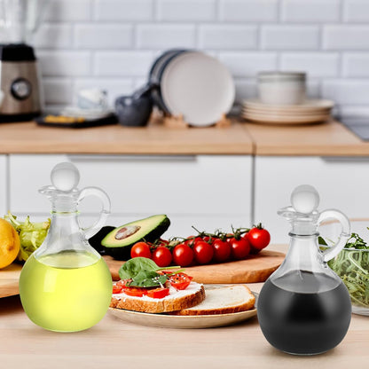 MDLUU Clear Glass Oil and Vinegar Cruets, Salad Dressing Dispensers with Airtight Stoppers, Set of 2