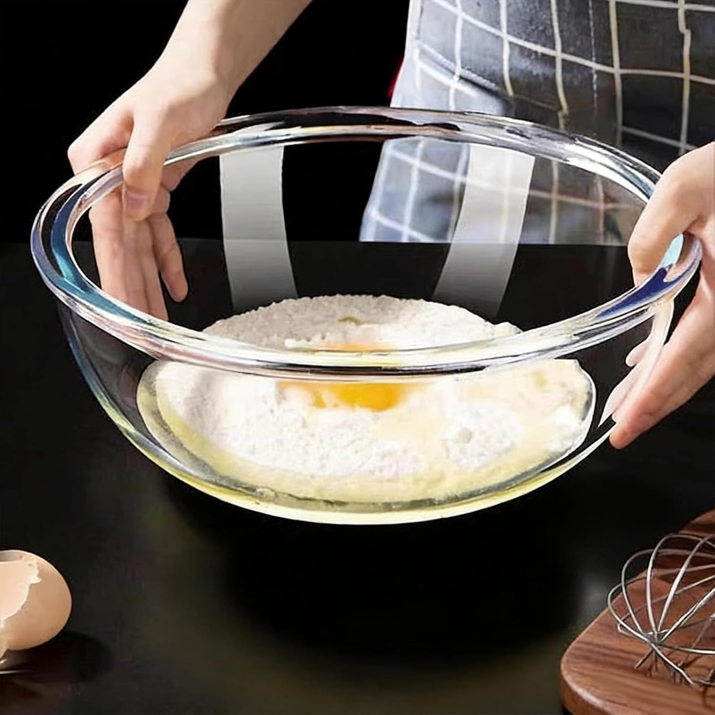 6.3 Quart Large Glass Bowl for Bread Making-Glass Mixing Bowl for Sourdough Bread with Lid, Clear Breads Proofing Bowl with Covers, Ideal for Kitchen, Storage