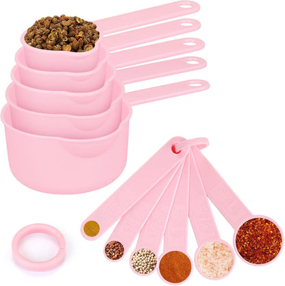 Accmor Measuring Cups & Spoons Set, Plastic Cooking Baking Tools Measuring Spoons Cups, 11 Piece Different Capacities Tablespoons Kitchen Gadgets Nesting Measure Sets for Dry Liquid Ingredients