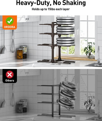 ORDORA Pots and Pans Organizer for Cabinet 16.61 Height, 8 Tier Pot Organizers Rack with 3 DIY Methods, Adjustable Pan Organizer under Cabinet Kitchen Organization and Storage