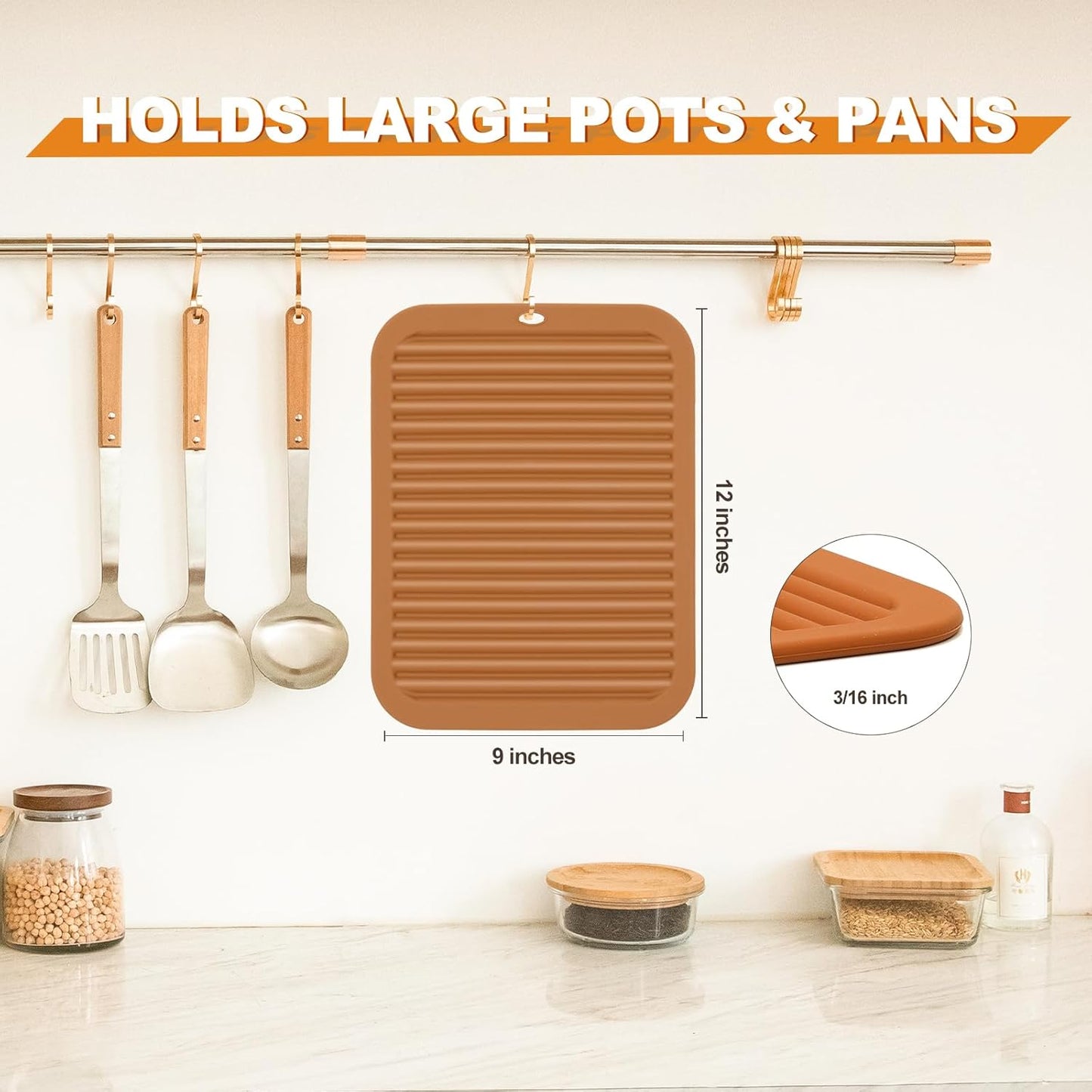 Joyhalo 4 Pack Silicone Trivets for Hot Pots and Pans,480℉ Heat Resistant Trivets for Hot Dishes,Hot Pads for Countertop,Kitchen Potholders,Black