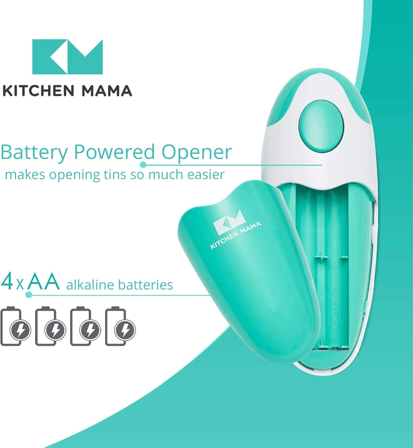 Kitchen Mama Auto Electric Can Opener: Open Your Cans with A Simple Press of Button - Automatic, Hands Free, Smooth Edge, Battery Operated, YES YOU CAN (Red)