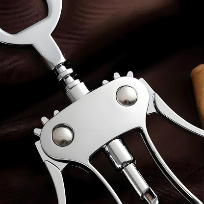 Wine Opener, Zinc Alloy Premium Wing Corkscrew Wine Bottle Opener with Multifunctional Bottles Opener, Sharp Corkscrew with Ergonomic Non-slip Wing Handle, Upgrade, Silver