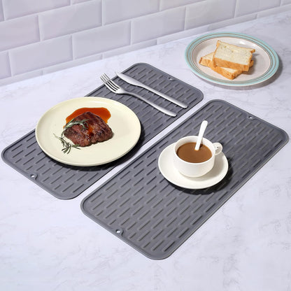 To encounter Silicone Dish Drying Mat - Extral Large 24" x 18" - Set of 2 Flexible Rubber Drying Mat, Heat Resistant Silicone Trivet, Countertop Mat, Dish Draining Mat, Sink Mat