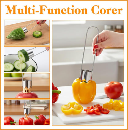 JJUNW 3 PCS Stainless Steel Corer Tool, Pepper Seed Corer Remover Multifunctional Fruit And Vegetable Core Remover Kitchen Gadget for Pepper Pineapple Pear Vegetable Cores