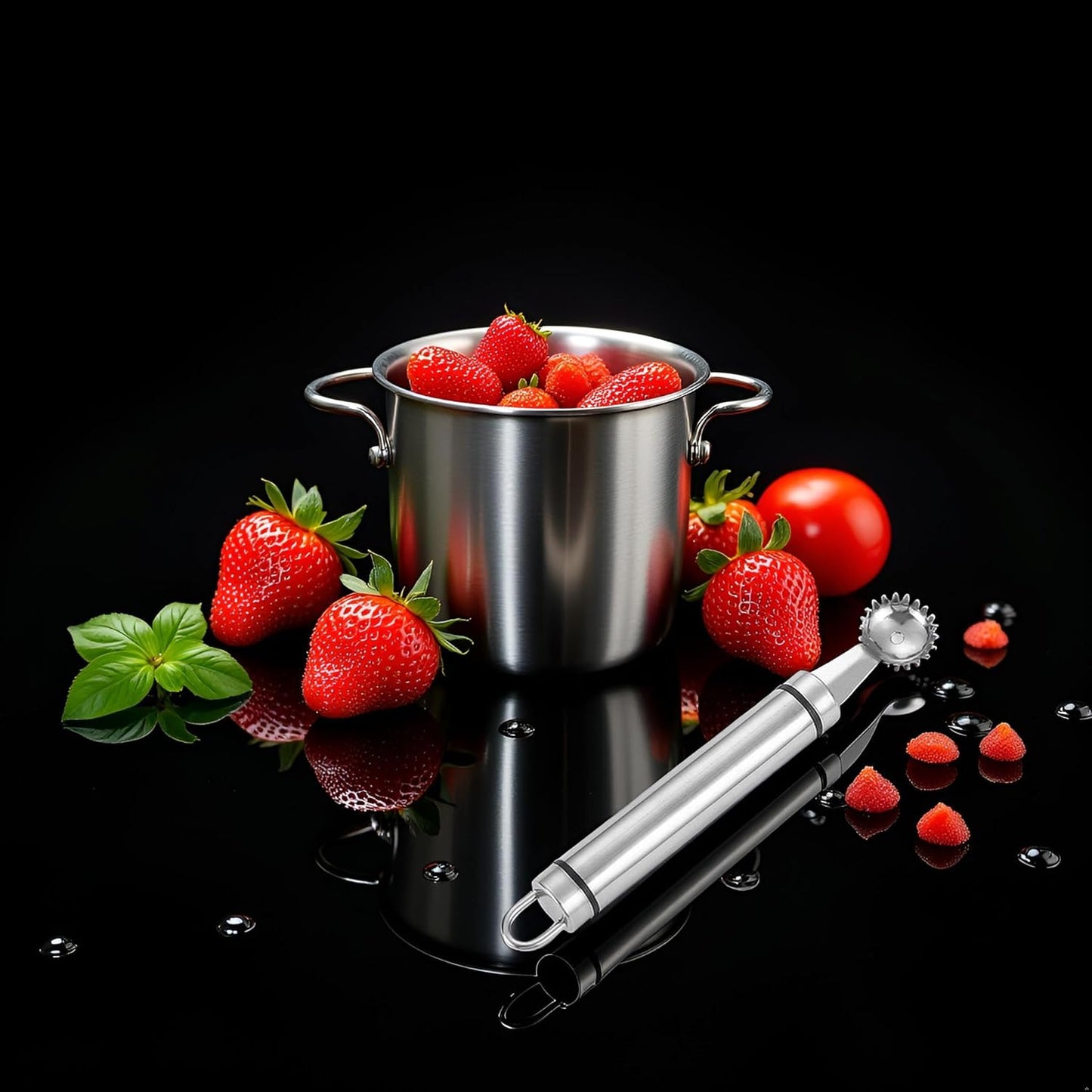 2Pcs Silver Strawberry Huller and Tomato Stem Corer Tool Multi-Function Stainless Corer and Pitter Remover for Strawberry,Tomato,Vegetable and Fruit Corers Practical Kitchen Utensils and Gadgets