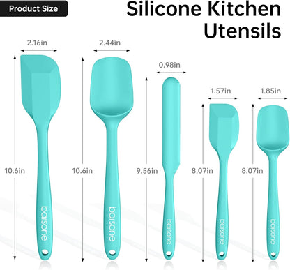 5-Piece Silicone Spatula Set - Heat Resistant 446°F Food Grade BPA Free, Nonstick Cookware Safe Dishwasher Safe Kitchen Tools for Baking, Cooking, Stirring, Multicolor.