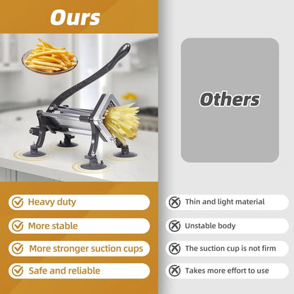 French Fry Cutter Commercial Potato Slicer with Suction Feet Complete Set, Includes 1/4", 3/8",1/2"