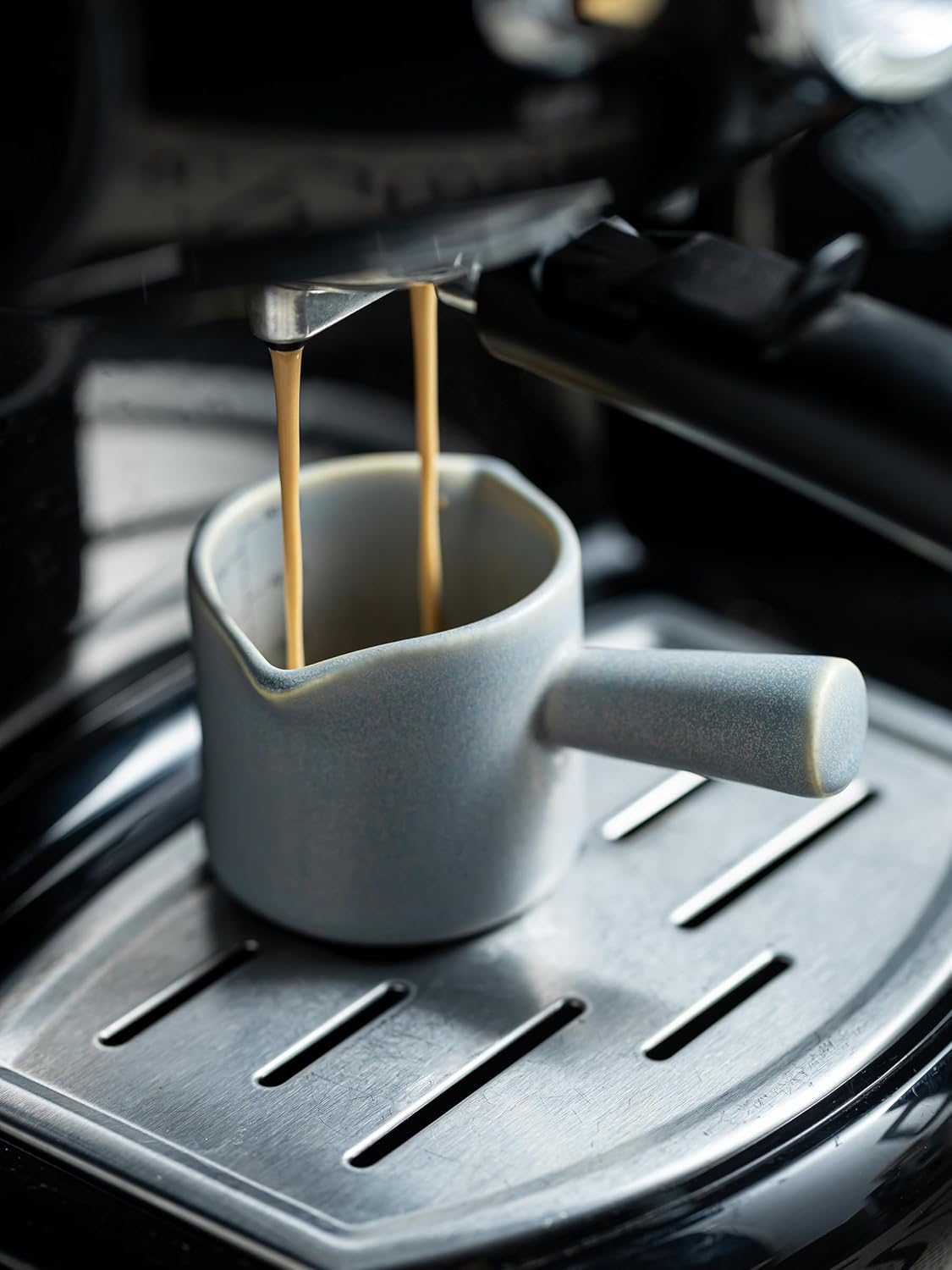 Espresso Cups Ceramic, 200ML Espresso Measuring Cup with Handle, Expresso Shots Cups with Scale, Espresso Accessories, White