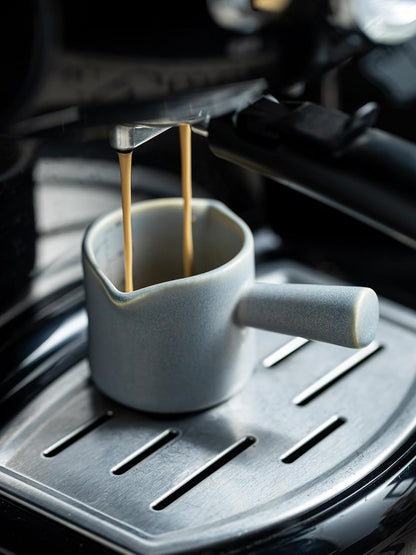 Espresso Cups Ceramic, 200ML Espresso Measuring Cup with Handle, Expresso Shots Cups with Scale, Espresso Accessories, White