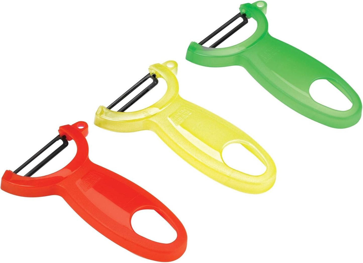 Kuhn Rikon Original Swiss Translucent Peeler Set, 4-Inch, Red/Green/Yellow