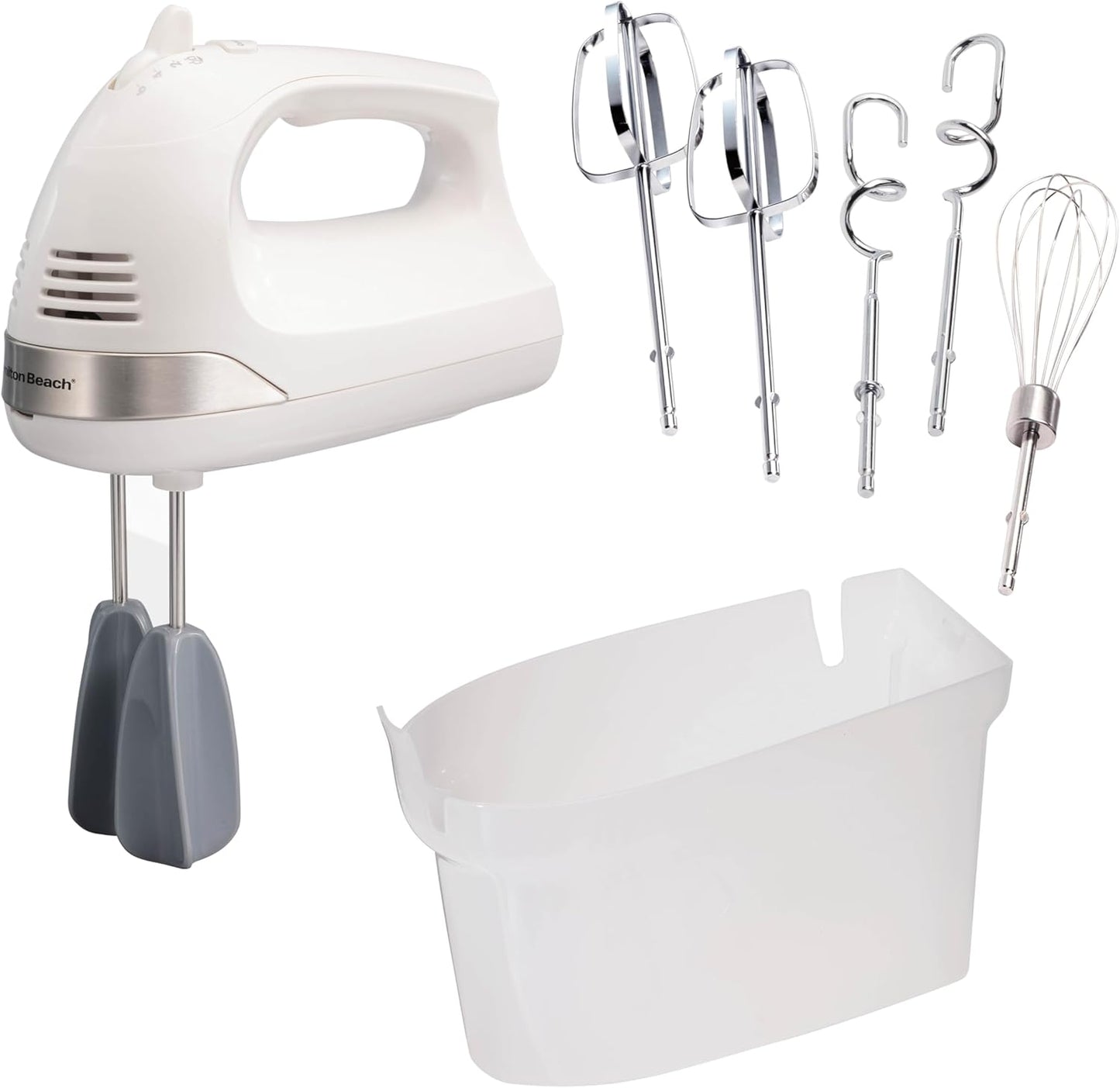 Hamilton Beach 6-Speed Electric Hand Mixer with Whisk, Dough Hooks and Easy Clean Beaters, Powerful 275 Watt Motor, Snap-On Storage Case, Black