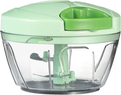Ourokhome Manual Food Processor Vegetable Chopper, Portable Hand Pull String Garlic Mincer Onion Cutter for Veggies, Ginger, Fruits, Nuts, Herbs, etc., 500ml, Deep Blue
