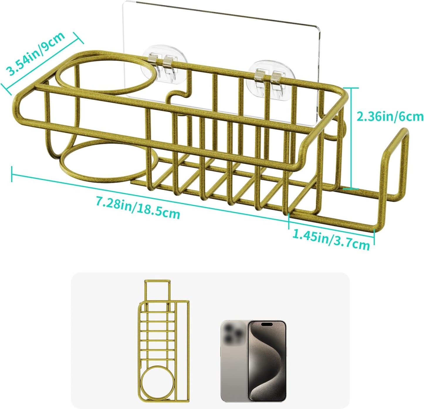 HapiRm 4 in 1 Sink Caddy Sponge Holder, SUS304 Stainless Steel Kitchen Brush Holder and Dish Cloth Hanger, Kitchen Organizers and Storage Essentials - Silver