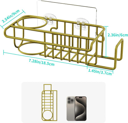HapiRm 4 in 1 Sink Caddy Sponge Holder, SUS304 Stainless Steel Kitchen Brush Holder and Dish Cloth Hanger, Kitchen Organizers and Storage Essentials - Silver