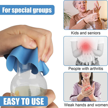 LUTER 4pcs Jar Opener, Rubber, Multi-function Silicone Bottle Opener for Seniors with Weak Hands Lid Cap Gripper Pads Kitchen Coasters Gadgets(Light Blue, Green)