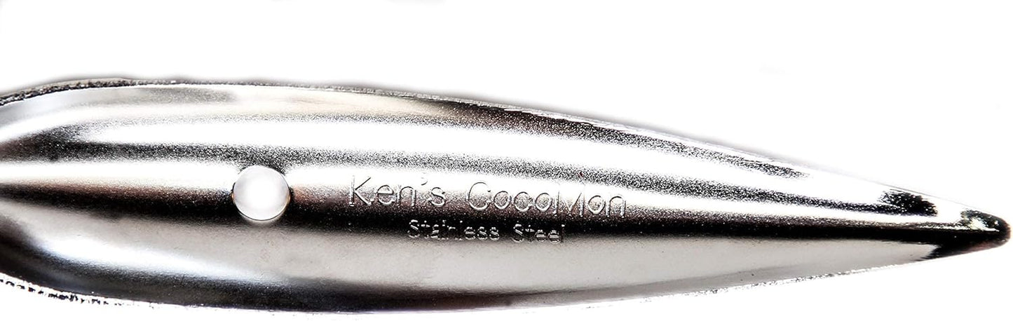 Ken's CocoMon Coconut Opener Tool for Fresh GREEN Young Fruit Black Rubber Handle EZ Easy Grip SAFE + 4 Stainless Steel Drinking Straws (1 CocoMon + 4 Straws)