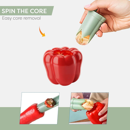 2-in-1 Pepper Corer & Seed Remover – Easy Deseeder for Bell Peppers, Sweet Peppers & Jalapeños – Kitchen Tool for Fast Prep