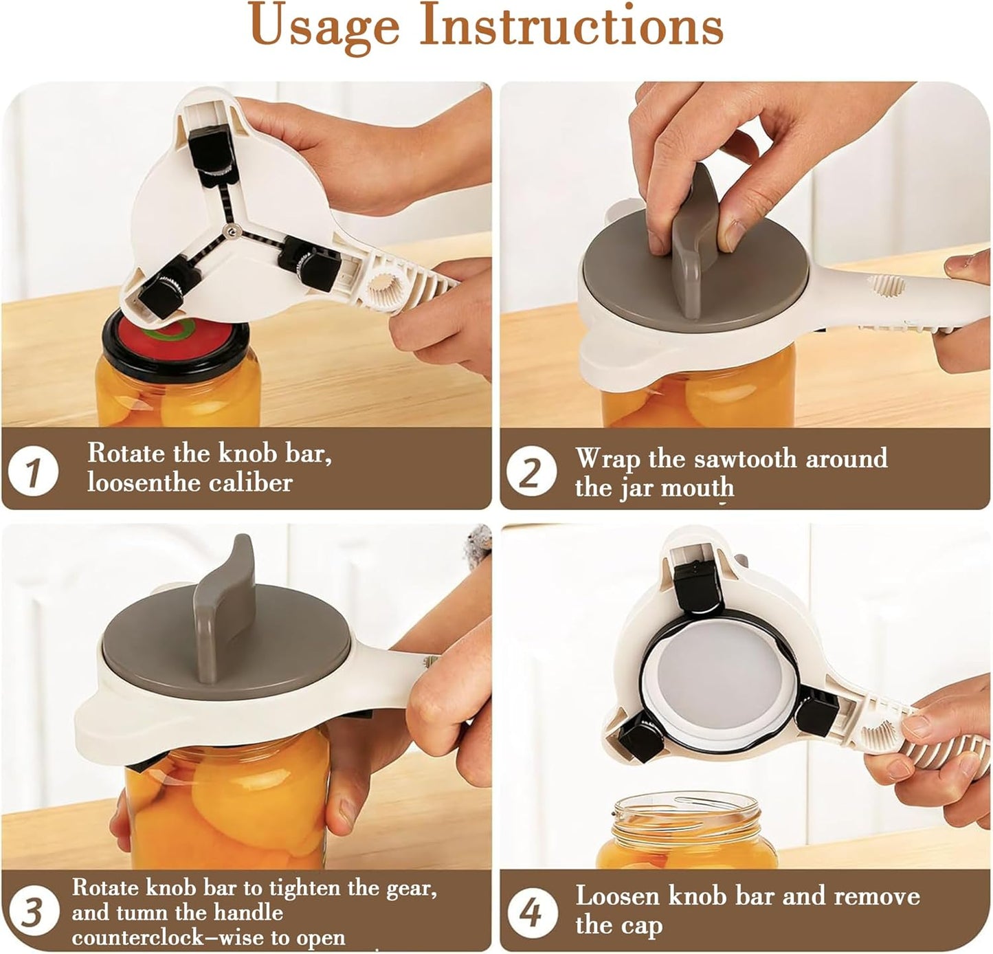 2PCS Adjustable Stainless Steel Jar Opener, Manual Can Opener for Arthritis Hands, Multifunctional Bottle Opener & Lid Gripper, Kitchen Gadgets for Seniors