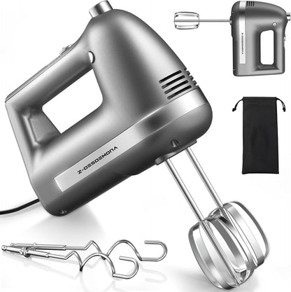 Electric Hand Mixer, Powerful 300W Hand Mixer Electric Handheld with 304 Beaters, Dough Hook,Hand Held Mixer with Turbo for Baking Cakes, Eggs, Cream Food(Black)