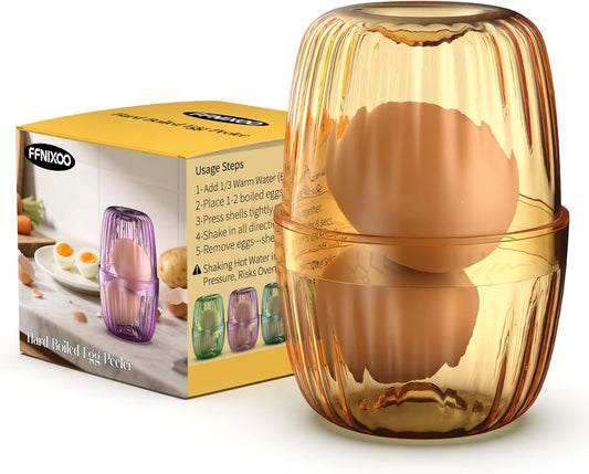 Hard Boiled Egg Peeler Upgraded | Peel 1-2 Eggs in 1 Go | Make Deviled Eggs Easier (Purple)