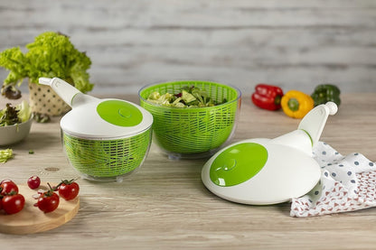 IBILI Small Salad Spinner for Fruit and Vegetables - 1.7-Quart Spinner for Washing and Drying, Compact Design with Brake Button for Quick Stop, Super-Fast Operation, Dishwasher Safe, Made in Spain