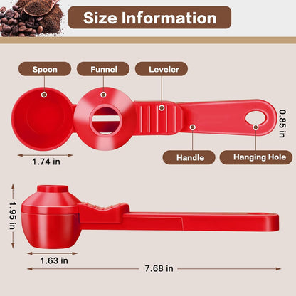 2-in-1 Coffee Scoop with Funnel, 2 Teaspoon Measuring Spoon for Reusable K Cups, Ground Coffee, Protein Powder & Tea, Mess-Free Plastic Design (Pink)