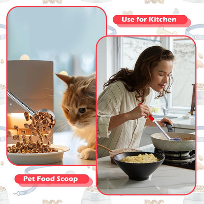 2 Pcs Dog Food Scoop Long Handled Scoops 3/4 Cup Stainless Steel Measuring Cups Portion Control Serving Spoons for Dogs Cats Birds and Rabbits Pet Food Feeding Scoop (3/4 Cup)