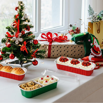Mini Loaf Pans with Lids and Spoons Sealing Sticker,30 Pcs 6.8oz Cake Pans for Baking Disposable Aluminum Foil Christmas Cake Pan (30 PCS GOLD)