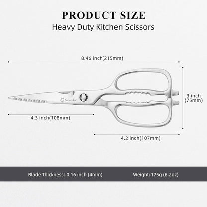 Sunnecko Kitchen Scissors All Purpose Heavy Duty Scissors Titanium Coated, Kitchen Shears for Food, Micro Serrated with Detachable Blades