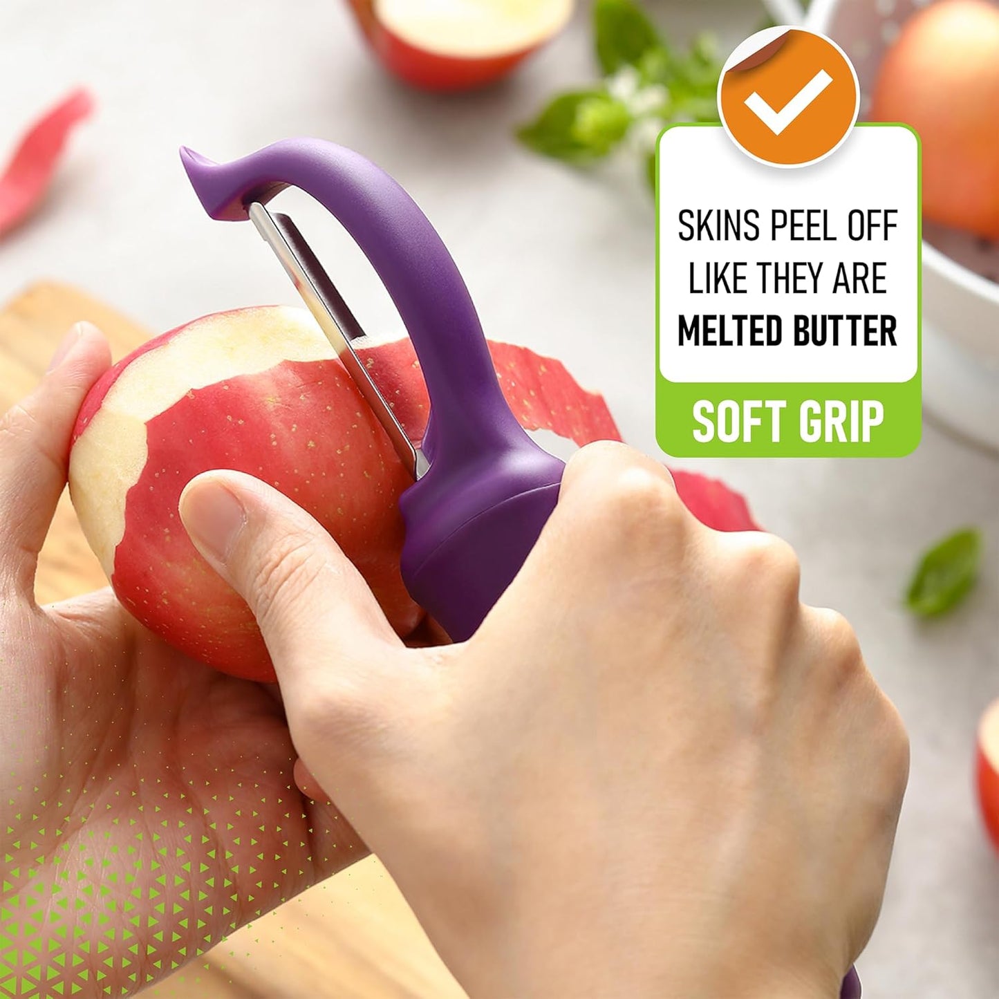Spring Chef Premium Swivel Vegetable Peeler, Soft Grip Handle and Ultra Sharp Stainless Steel Blades - Perfect Kitchen Peeler For Veggie, Fruit, Potato, Carrot, Apple - Pink Lemonade