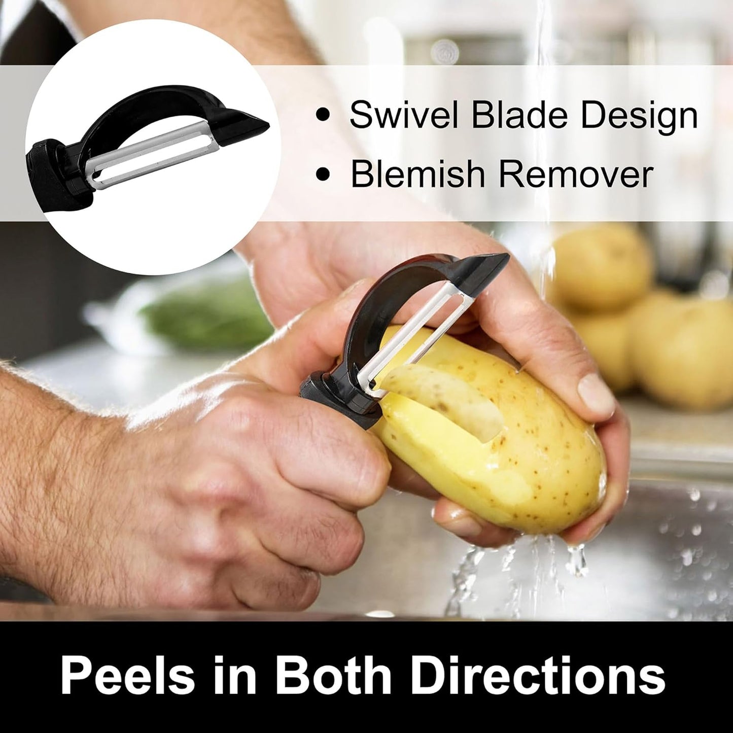 HIC Kitchen Swivel Peeler with Soft-Grip Handle, Japanese Steel Blade