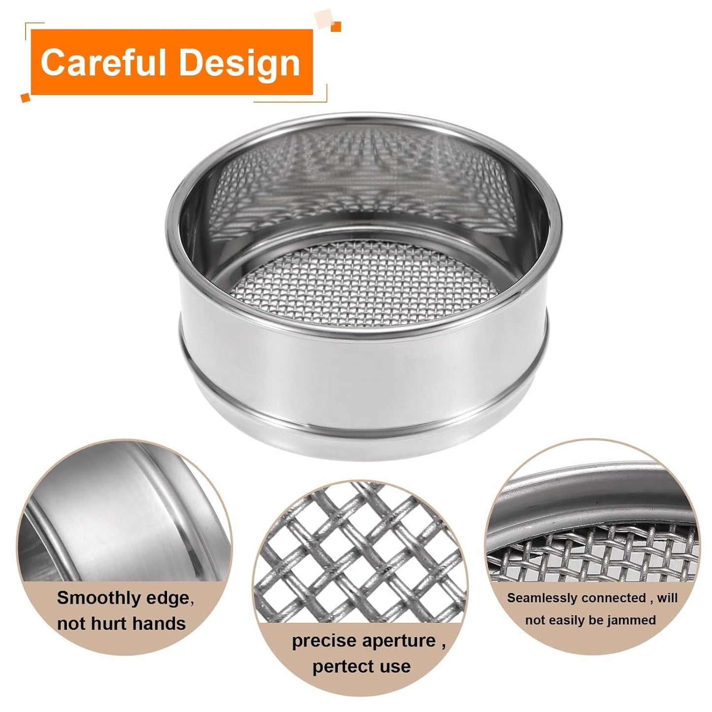 PATIKIL 150 Mesh Lab Sieve, 4" Diameter Test Sieve 304 Stainless Steel Wire Cloth (0.1mm) for Industrial Laboratory