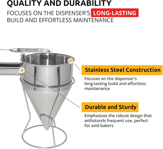 ALDKitchen Dough Dispenser | Stainless Steel | Batter Pourer (Funnel)