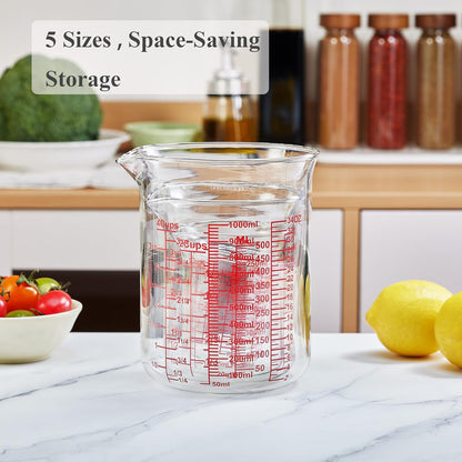 High Borosilicate Glass Measuring Cup-V-Shaped Spout，Glass Measuring Beaker for Kitchen or Restaurant, Easy to Read, 60 ML (2 Oz)-Pack of 2
