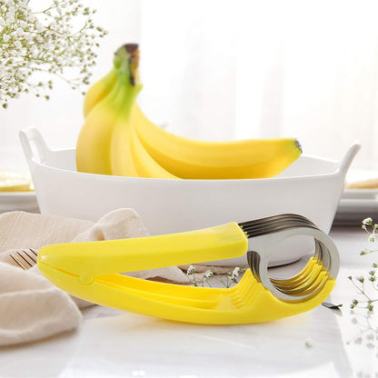 FireKylin Banana Slicer,ABS + Stainless Steel Fruit and Vegetable Salad Peeler Cutter Kitchen Tools For Banana,Strawberry,Grape（1 pcs）