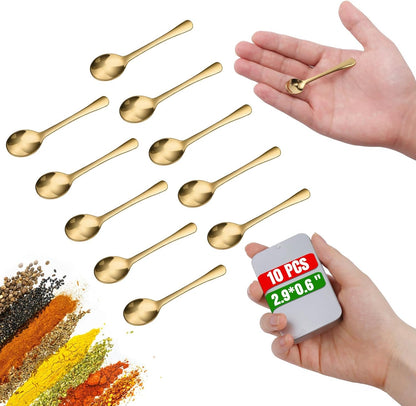 6PCS Tiny Spoons - Mini Stainless Steel Spoons 2.9 inch for Salt Jars Spice Jars, SUS 304 Food Grade Seasoning Spoon for Powder Spices, Pepper, Sugar, Coffee