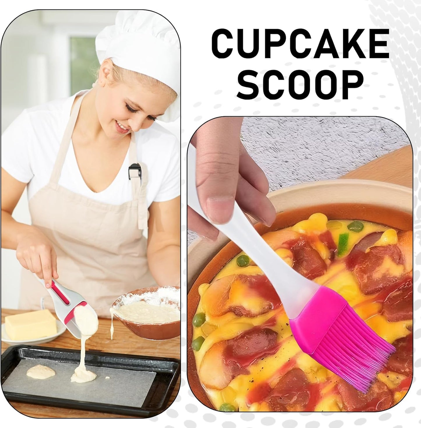 Cupcake scoop, muffin making, precise and drip-proof, suitable for perfect cakes and pancakes, easy-to-use oil brush, cake batter dispenser, professional kitchen baking tool, dishwasher-safe