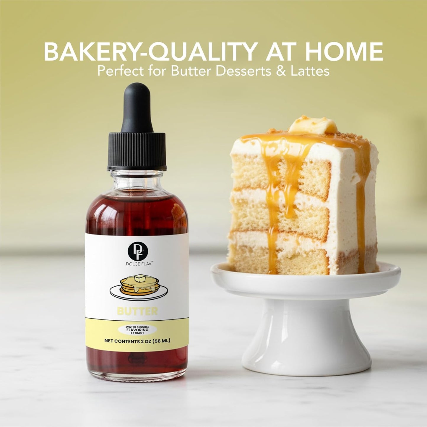 Dolce Flav Cheesecake Extract – 2 Ounce Water-Soluble Kosher, Sugar-Free, Concentrated Creamy Flavor for Desserts, Frostings & Pastries, Includes Measured Dropper