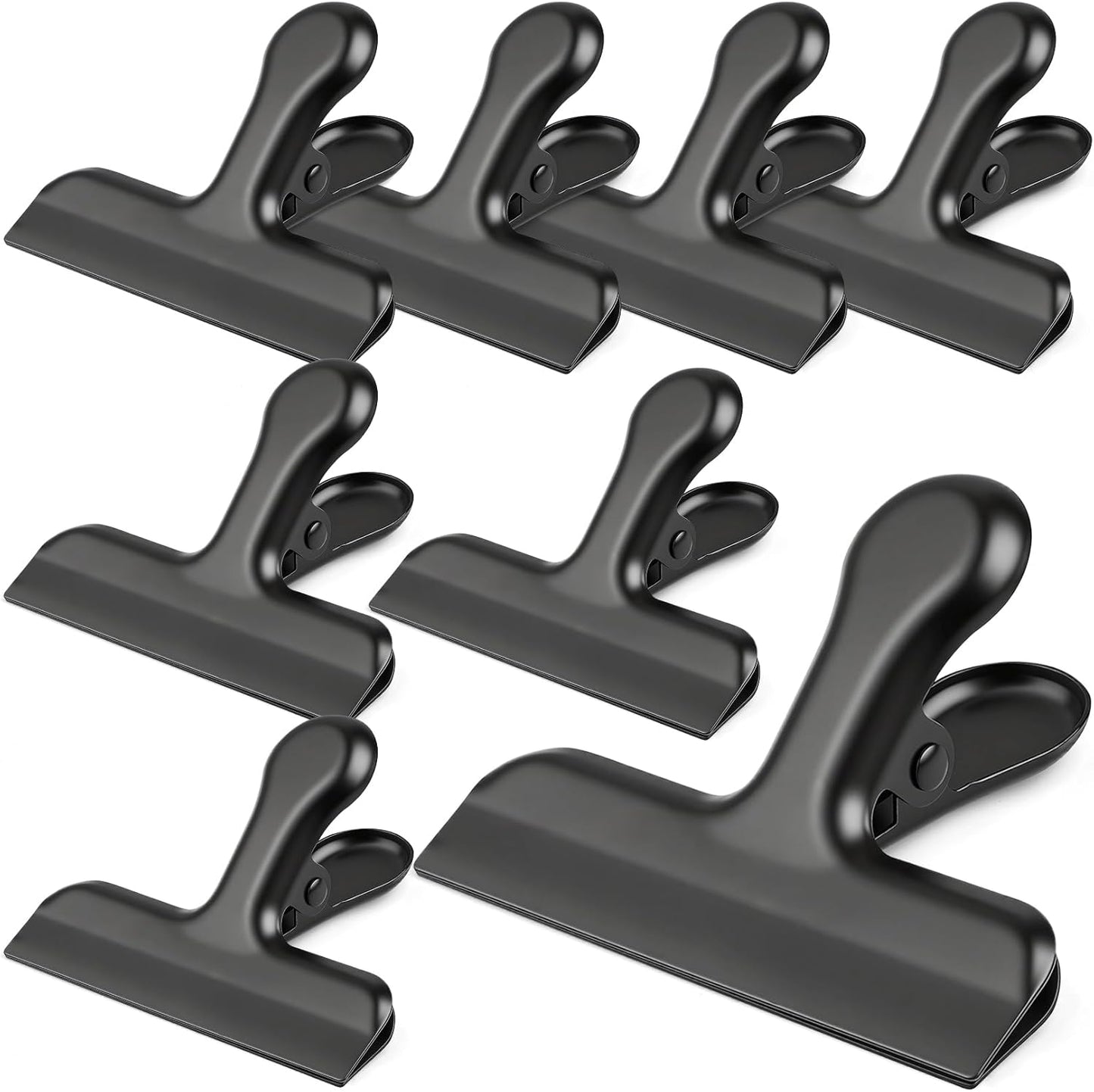 Funfery Chip Clips Bag Clips Gold Stainless Steel Clip for Food Storage,Air Tight Seal Chip Bag Clip 3 Inch Strong Food Clipp for Snack,Chips,Kitchen Decor,Home&Office Paper Heavy Duty-8 Pack