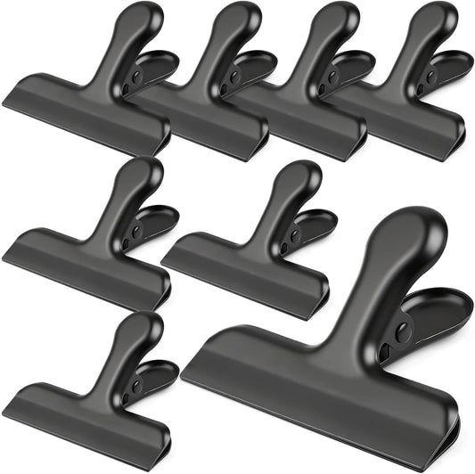 Funfery Chip Clips Bag Clips Gold Stainless Steel Clip for Food Storage,Air Tight Seal Chip Bag Clip 3 Inch Strong Food Clipp for Snack,Chips,Kitchen Decor,Home&Office Paper Heavy Duty-8 Pack